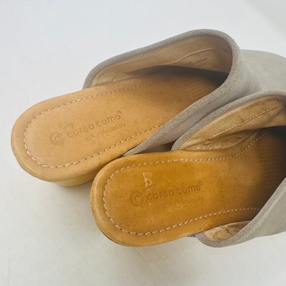 Corso Como Gray Rafe Suede Leather Clogs Wooden Platform Studded Heels Size 9.5M - Picture 9 of 14